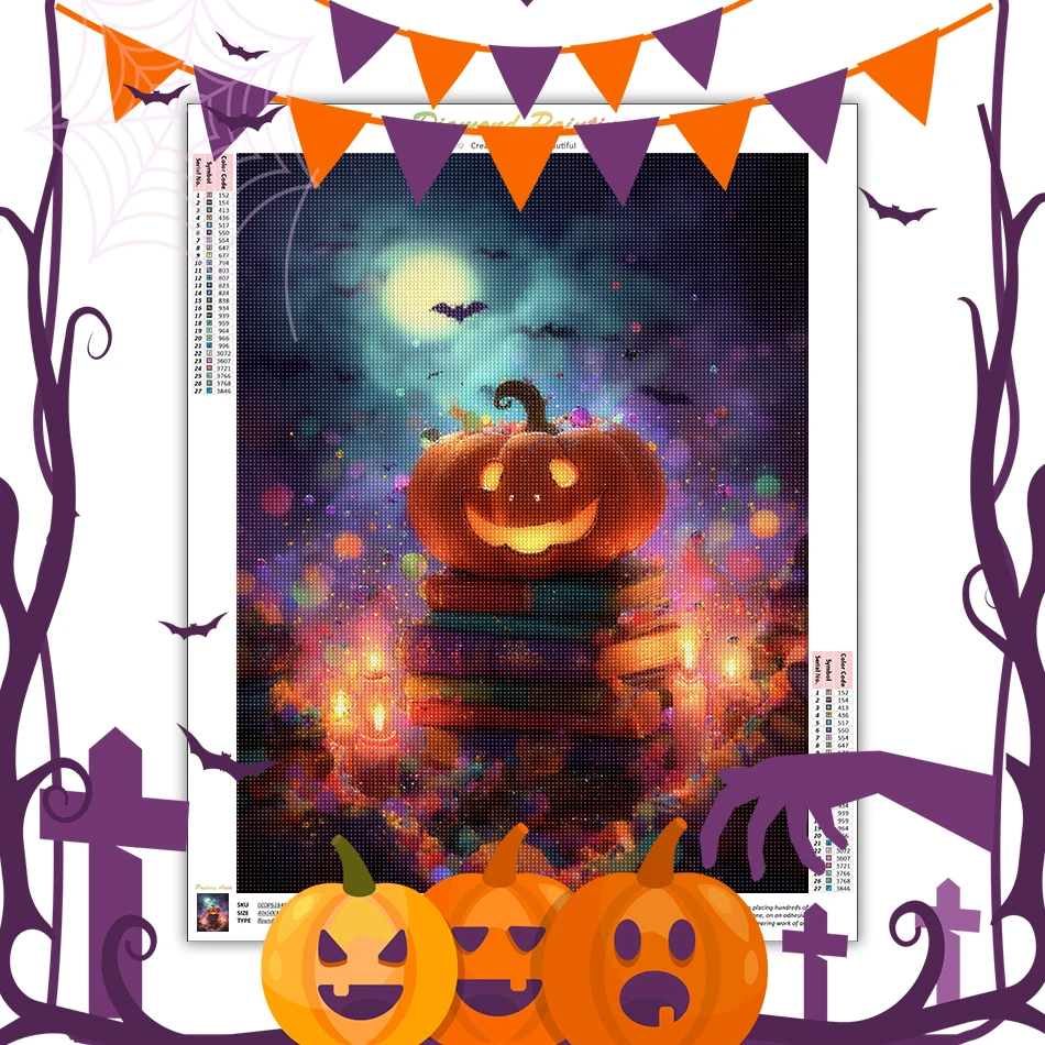 

SDOYUNO Diamond Painting Set Abstract Pumpkin Landscape Halloween Hobby Cross Stitch Diamond Mosaic Paintings Set Home Decor Kit