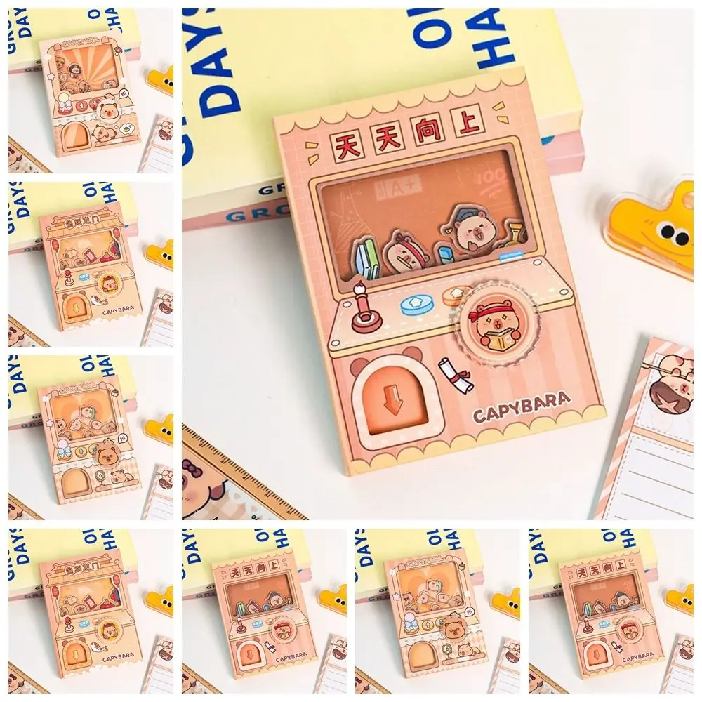 Color Inner Page Capybara Notebook Gashapon Mahines Shaking Small Notepad Kawaii Cartoon Square Writing Pad Kids Gift