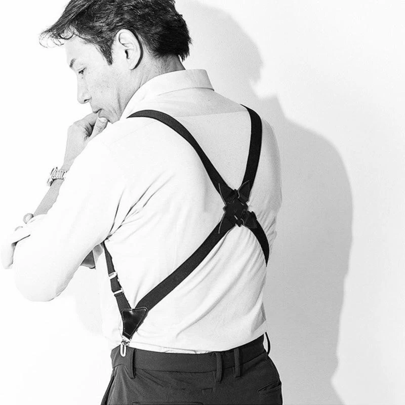 New Men\'s Suspenders Pants Polyester Adjustable Backpack Suspenders Vintage Shoulder Straps Male Fashion British Style Belt