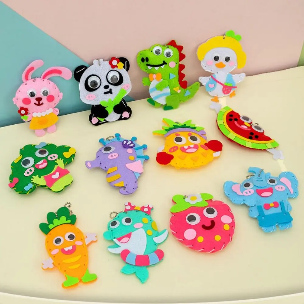 Cartoon Animals DIY Sewing Craft Kit Toys Dinosaur Non-woven Animal Non-woven Dolls DIY Craft Kit Handmade Dinosaur Sewing Set