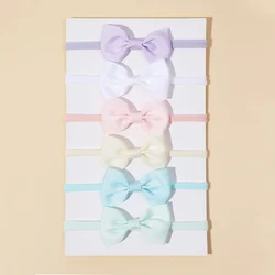 6Pcs/Set Ribbon Bowkont Baby Headband Cute Solid Hair Bands for Newborn Girls Elastic Kids Headwear Toddler Hair Accessories