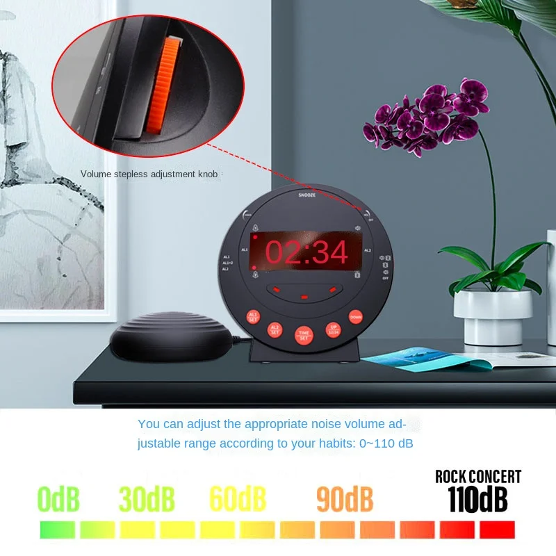 

New stepless volume adjustment clock sleepiness wake-up vibration alarm clock home with luminous children's electronic clock