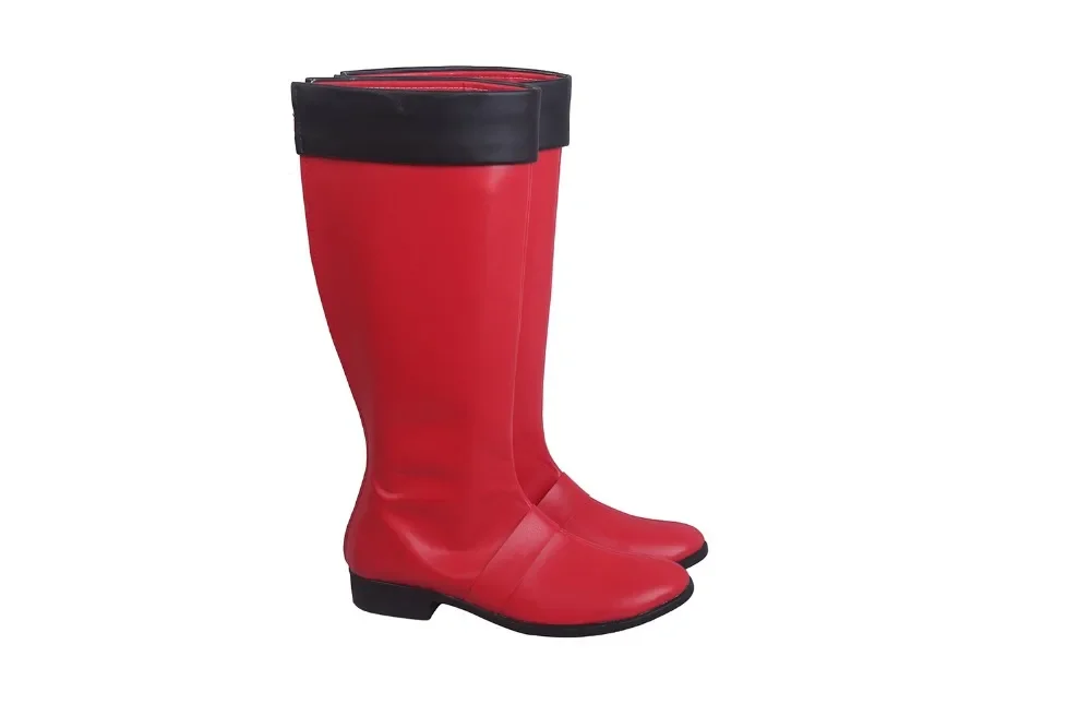 Super Sentai Go-Busters Red Buster Cosplay Boots - Red Leather Hero Costume Shoes, Custom Unisex Collection