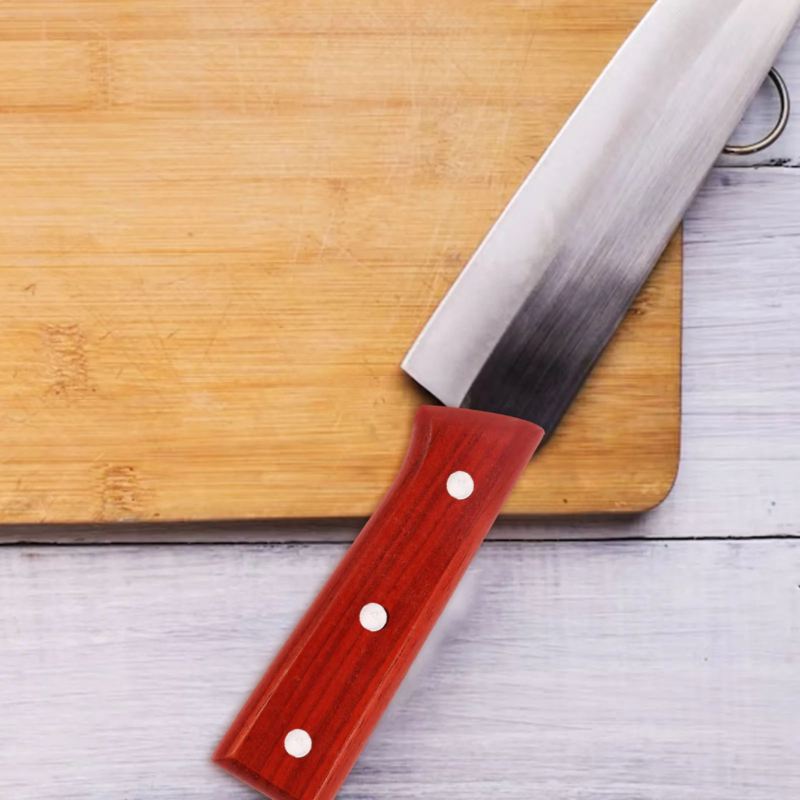 

Solid Wood Kitchen Cutter Handle Replacement Comfortable Non-Slip Grip Excellent Impact Resistance Chopping Cutter Handle