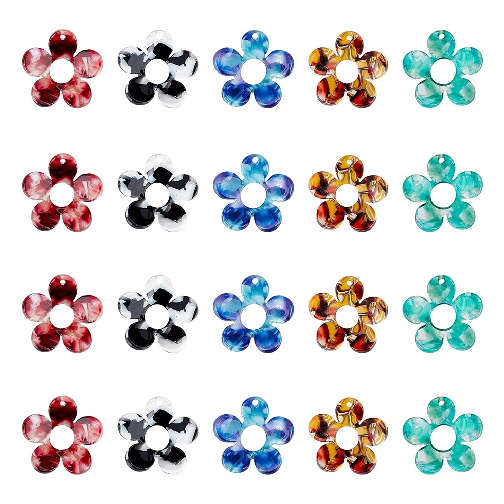 100Pcs Cellulose Acetate Resin Charms Cute Flower Dangle Earring Charm Pendants for DIY Jewelry Making Earrings 23x24x5mm