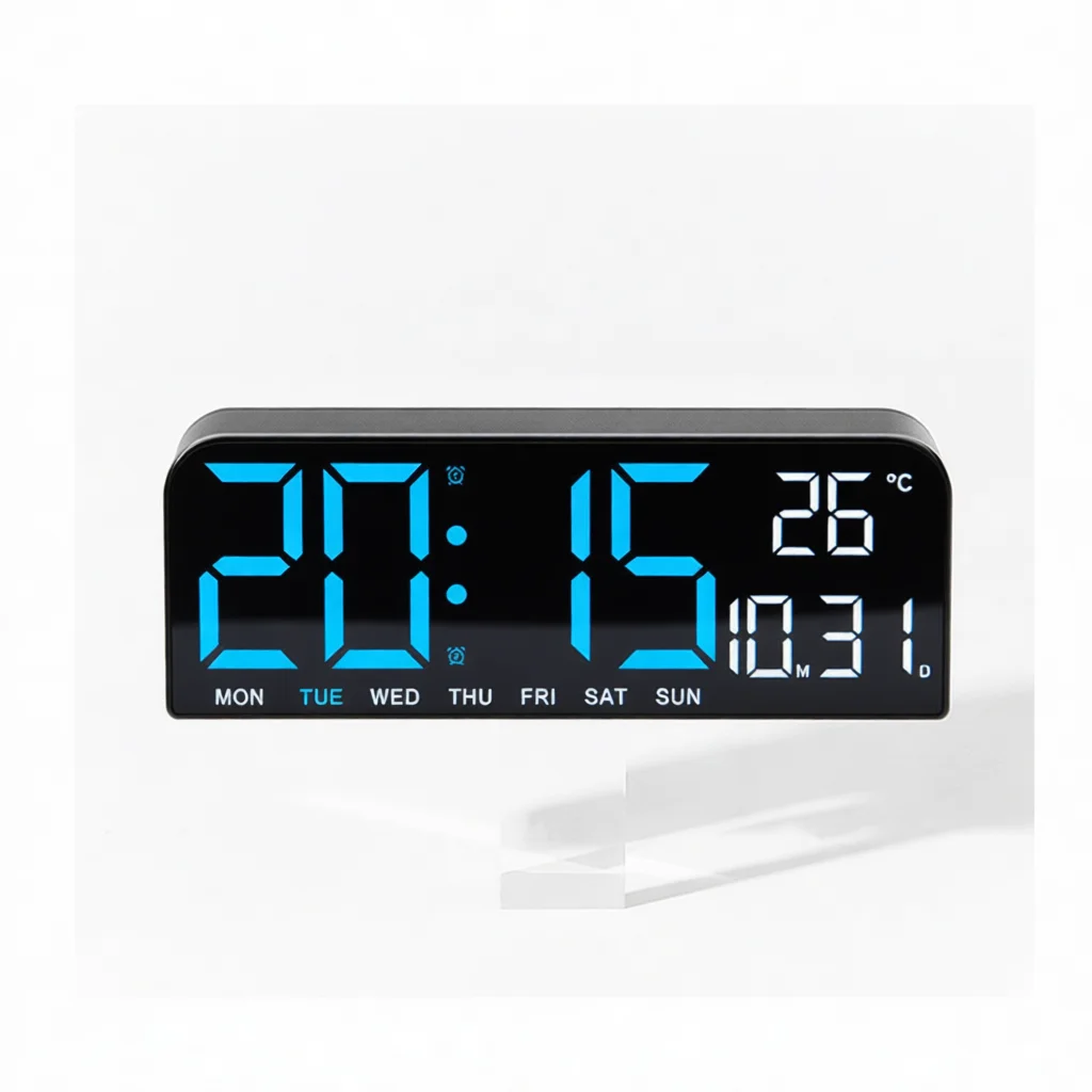 Electronic LED Alarm Clock Large Digital Display Minimalist Desktop Wall Mount Decor Multifunctional Temperature
