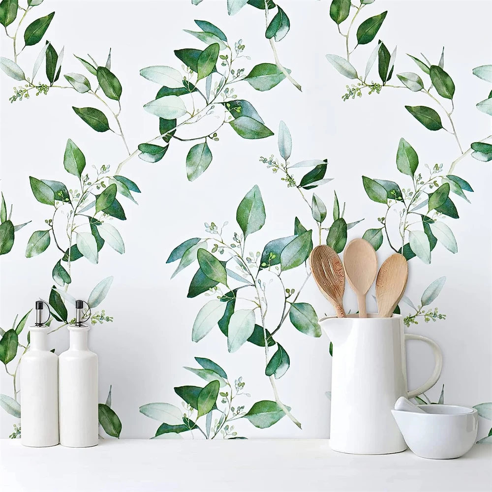 

Green Leaf Wallpapers Vinyl Self Adhesive Contact Paper Removable Waterproof Wallpaper for Furniture Renovation Decor Live Room