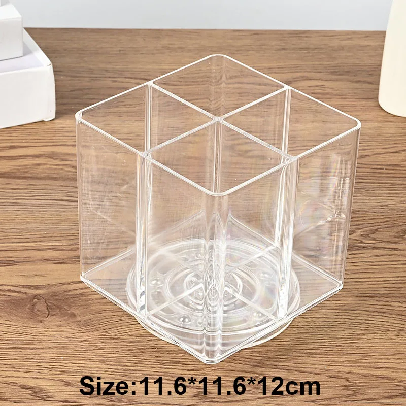360° Rotating Makeup Brush Storage Box Portable Makeup Brush Organizer Case with Multiple Compartments Desk Comestic Tools Box