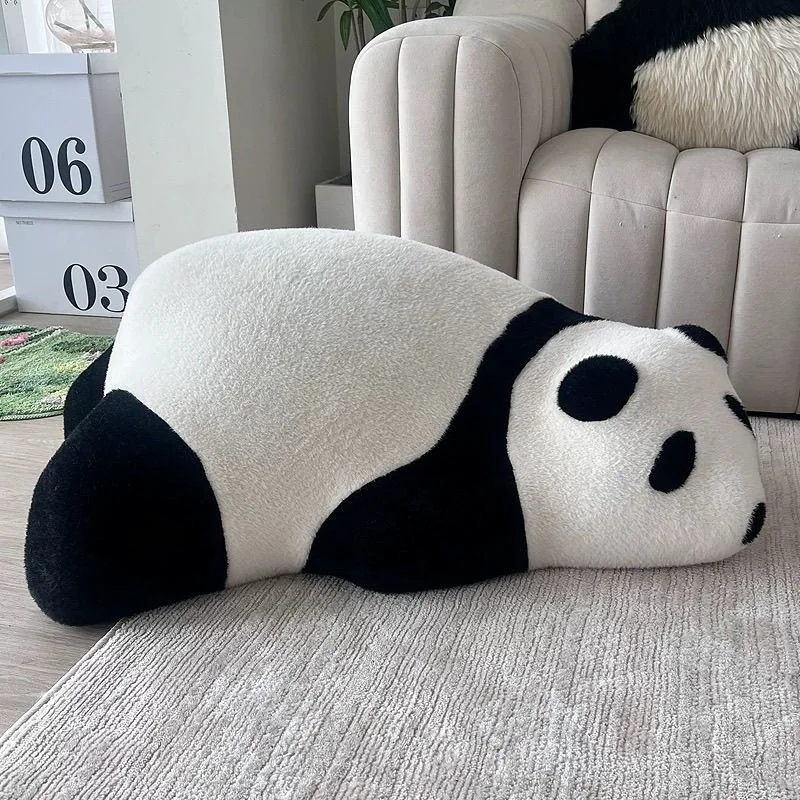 Simple Figurine Lying-Down Panda Floor Plush Ornaments Living Room Creative Miniatures Indoor Decoration Housewarming Gift