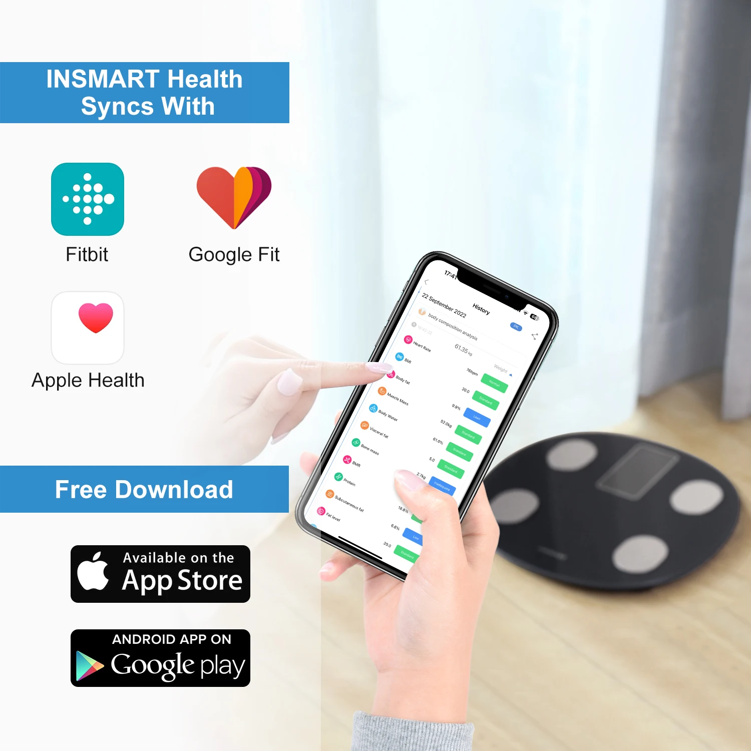 INSMART Digital Weight Scale Person Body Balance Inteligente Bioimpedance Scale Adult 180kg Smart Body Fat Professional Scales