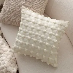 Quilting Soft Decorative Cushion Cover Plaid Throw Pillow Cover for Sofa Living Room Decoration Cream Style Funda Cojin 45x45