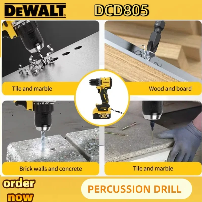 Dewalt compacto sem fio broca motor sem escova chave de fenda multifuncional unidade casa recarregável ferramentas elétricas