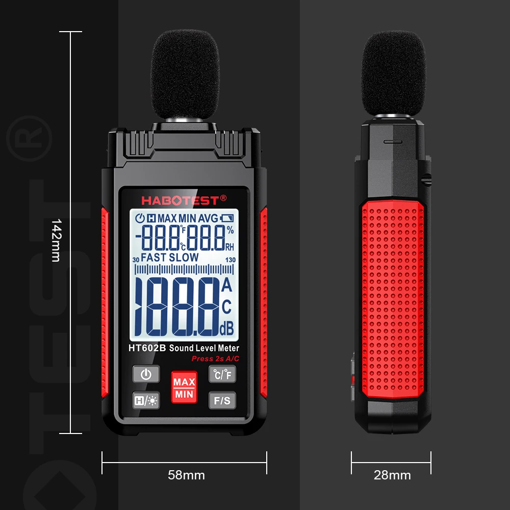 HABOTEST HT602 Sound Meter Audio Level Meter Sonometro Sound Meter Decibelimetro 30-130dB Decibel Meter Portable Noise Meter