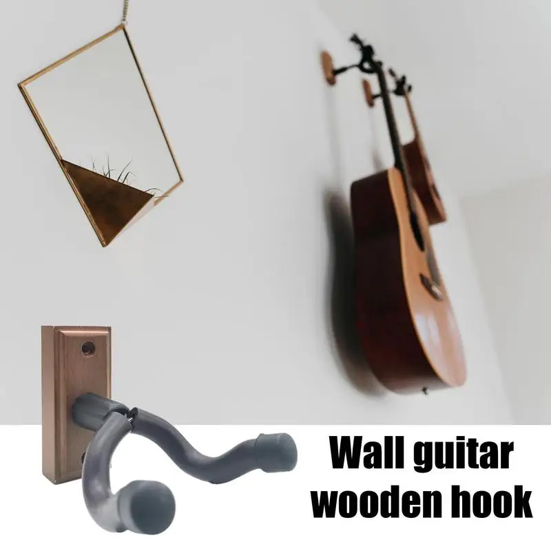 Guitar Wall Hanger Wood Guitar Hanger Hook Non-slip Reusable Guitar Wall Mount Display Bracket For Electric Guitars Ukulele Bass