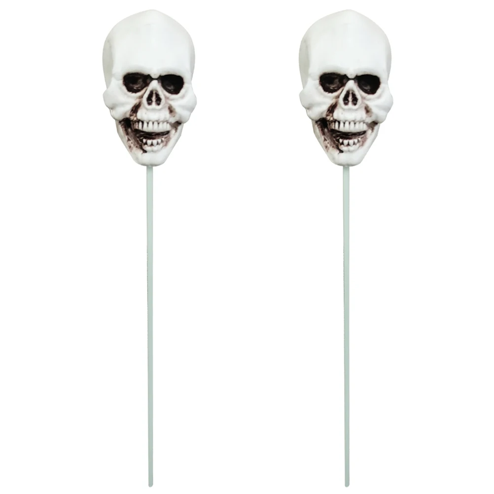 

2 Pcs Skull Decoration Garden Decorative Signs Halloween Lawn Outdoor Mentle Pvc Yard Stakes