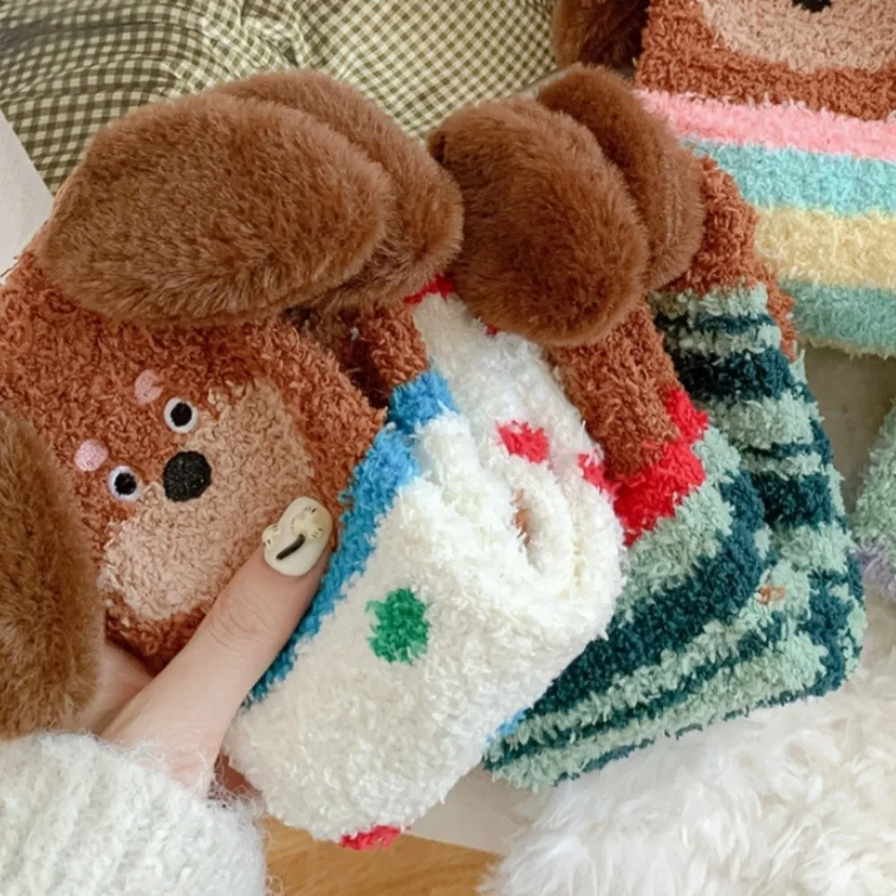 الحلو شريط آذان الجرو المرجان الصوف الجوارب أفخم الدافئة الكلب رشاقته المخملية الجوارب البولكا نقطة لينة جوارب يمكن السير بها على الأرض الخريف/الشتاء #2