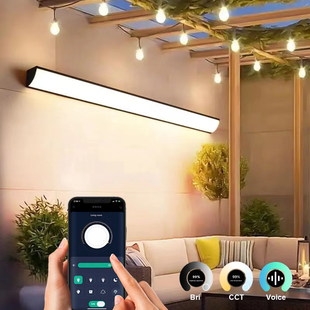 2 /1 PCS Modern Waterproof Long Strip Wall Lamp Minimalist APP/Remote Control Garden Villa Porch Courtyard Light AC85-265V IP65