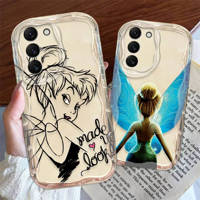 Cartoon Disney Tinker Bell Phone Case For S21 S23 S24 Ultra Plus FE A55 A35 A25 A05S A54 A53 A52 A33 A32 Wave Oil Cover