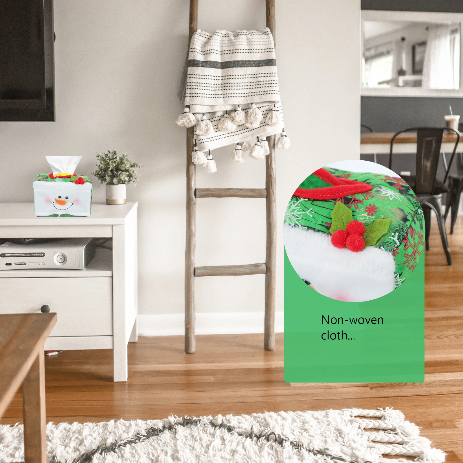 

2pcs Christmas Box Multi-Purpose Tissue Holder Home Mall Decorative Storage Bags Simple Design Easy Wash Material