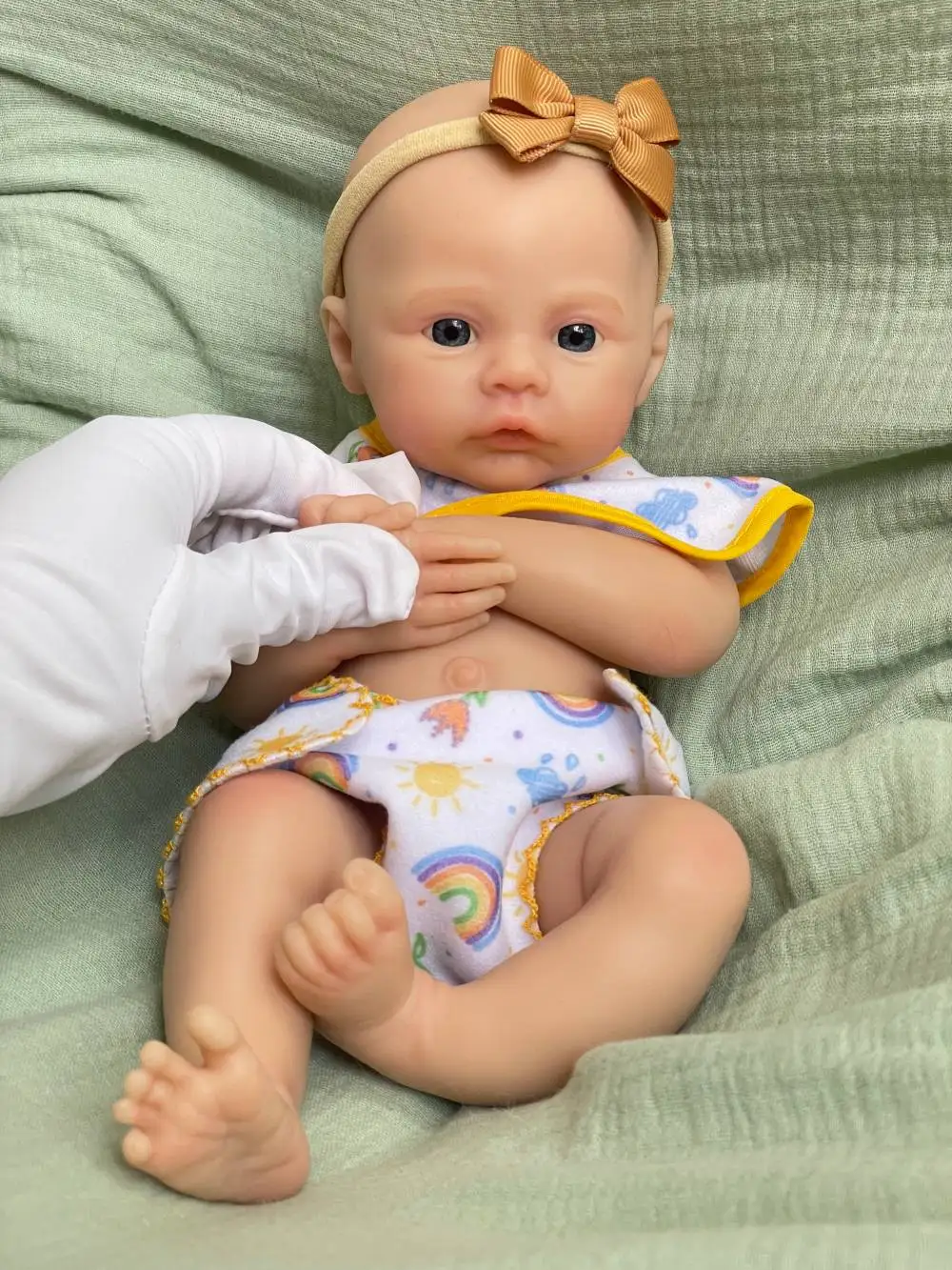 Bambola rinata per tutto il corpo in silicone da 12 pollici, occhi aperti realistici, bella bambina