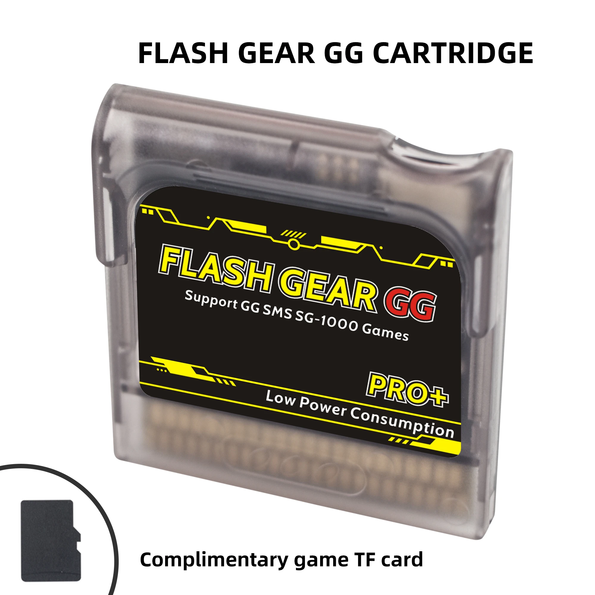 خرطوشة ألعاب Flash Gear Pro+ الجديدة لعام 2023 لوحدة تحكم Sega Game Gear GG مع ألعاب، شفافة