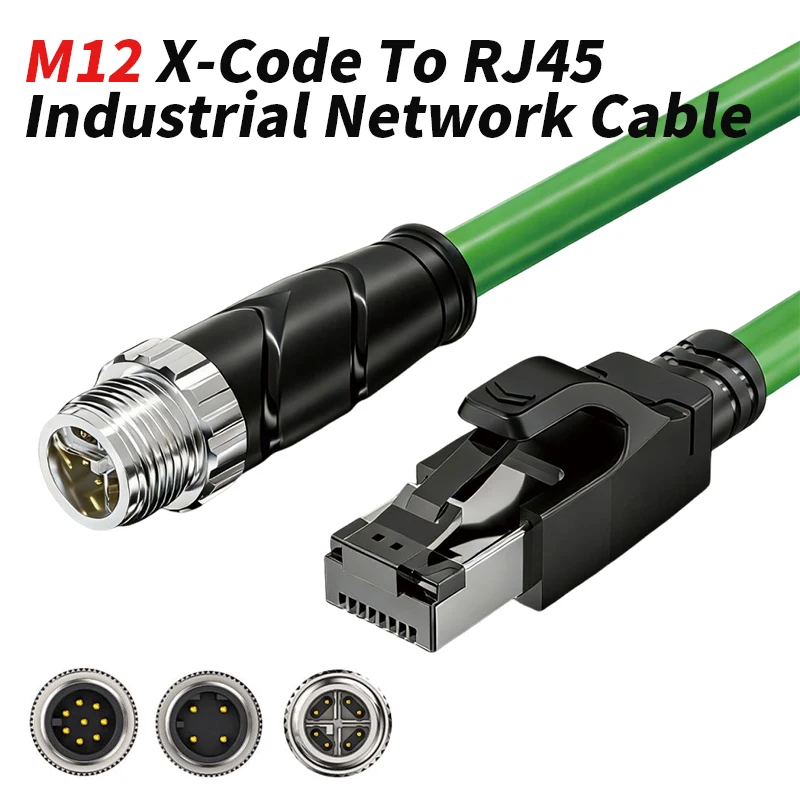M12 X-Code to RJ45 Industrial Network Cable A/D/X type Male Female 4Pin 8-core Coding Connector Line Shielded Twisted Pair Wire