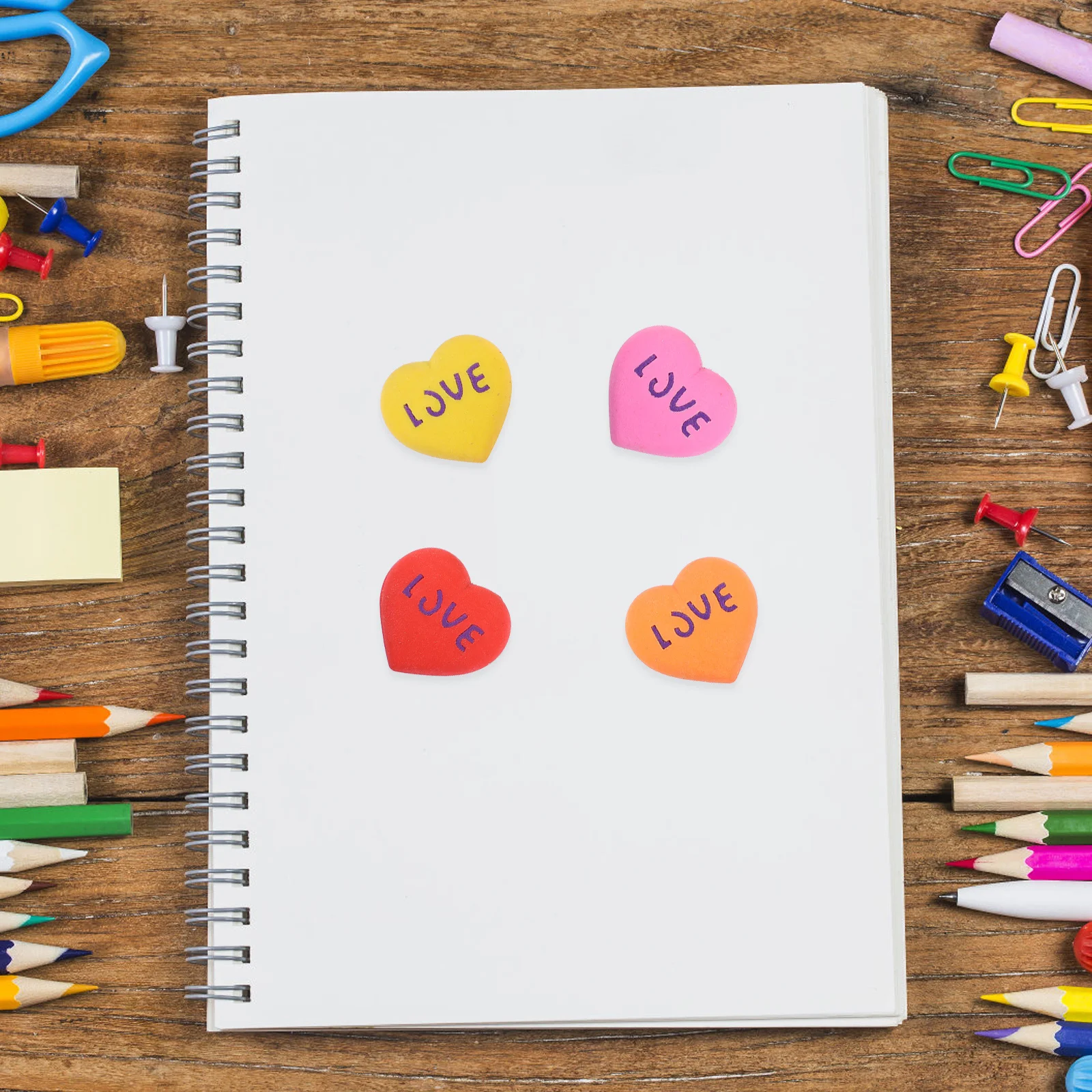 

20Pcs Heart Shape Eraser Cartoon Kids Rubber Erasers Bright Color Small Size Students Stationery Gift Cartoon Eraser