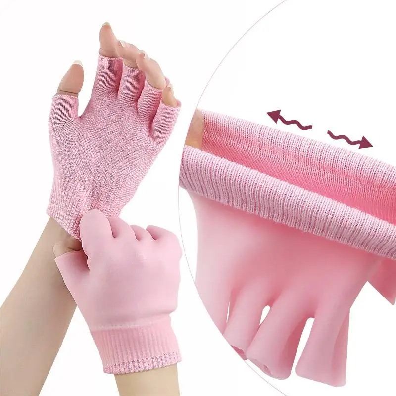 New Reusable Cotton Gel Half-finger Gloves For Deep Moisturizing Care Overnight Repair For Dry Cracked Hands Care Tool