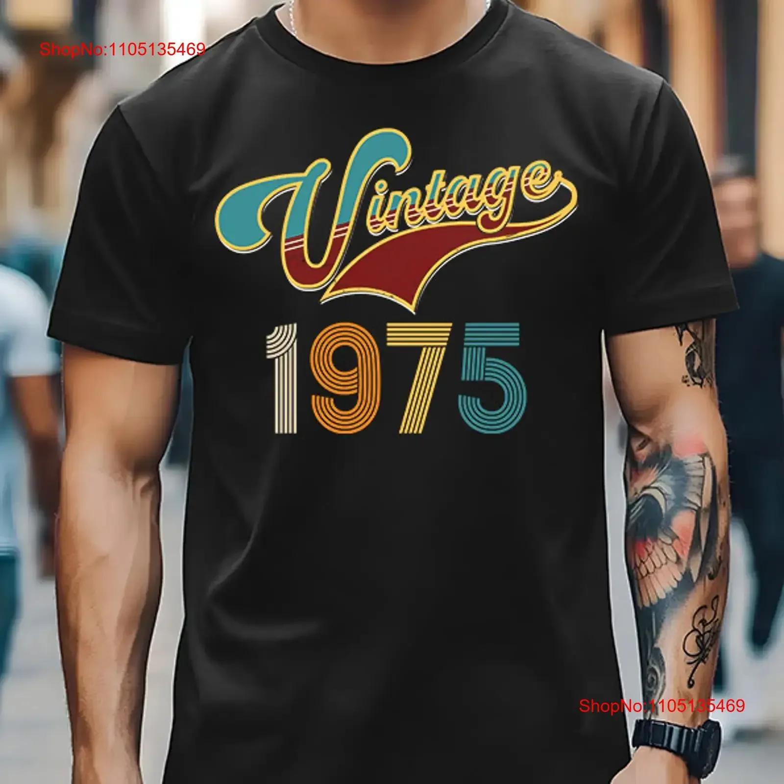 Funny T Shirt 50th Birthday VINTAGE 1975 Born Made in Retro Age Present  vintage Washed homme designer clothes Stretched