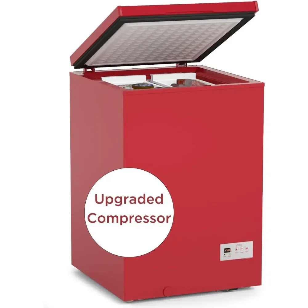 Quality Assurance3.5 Cu Ft Chest Freezer - Super-Low Temperature - 2 Removable Baskets - Electronic Control 14℉ to -40℉- Red Fas