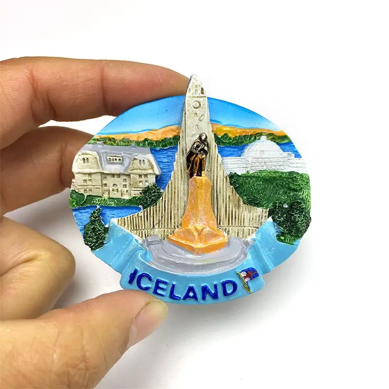 

Iceland Scenery 3D Resin Refrigerator Magnets - Hallgrimskirkja Church, Perlan & Sun Voyager, Imanes Nevera Cute Home Decoration