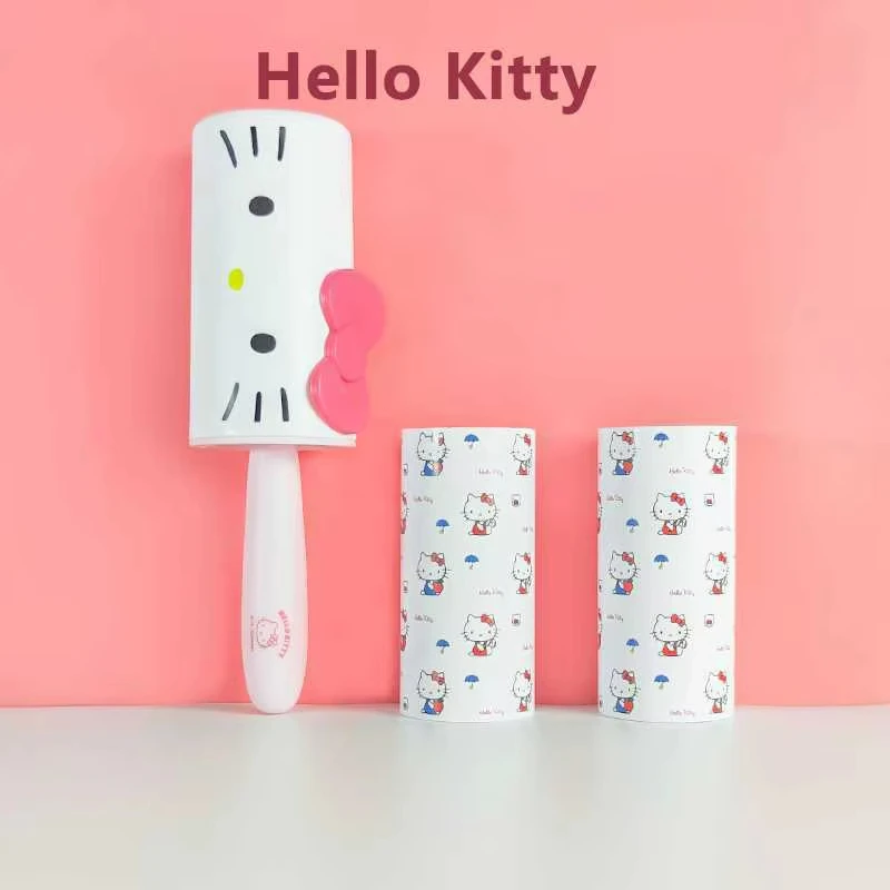 

New Kawaii Anime Hello Kitty Y2K Velcro Cute adhesive dust paper roller brush roll paper can be torn and replaced Gifts Girls
