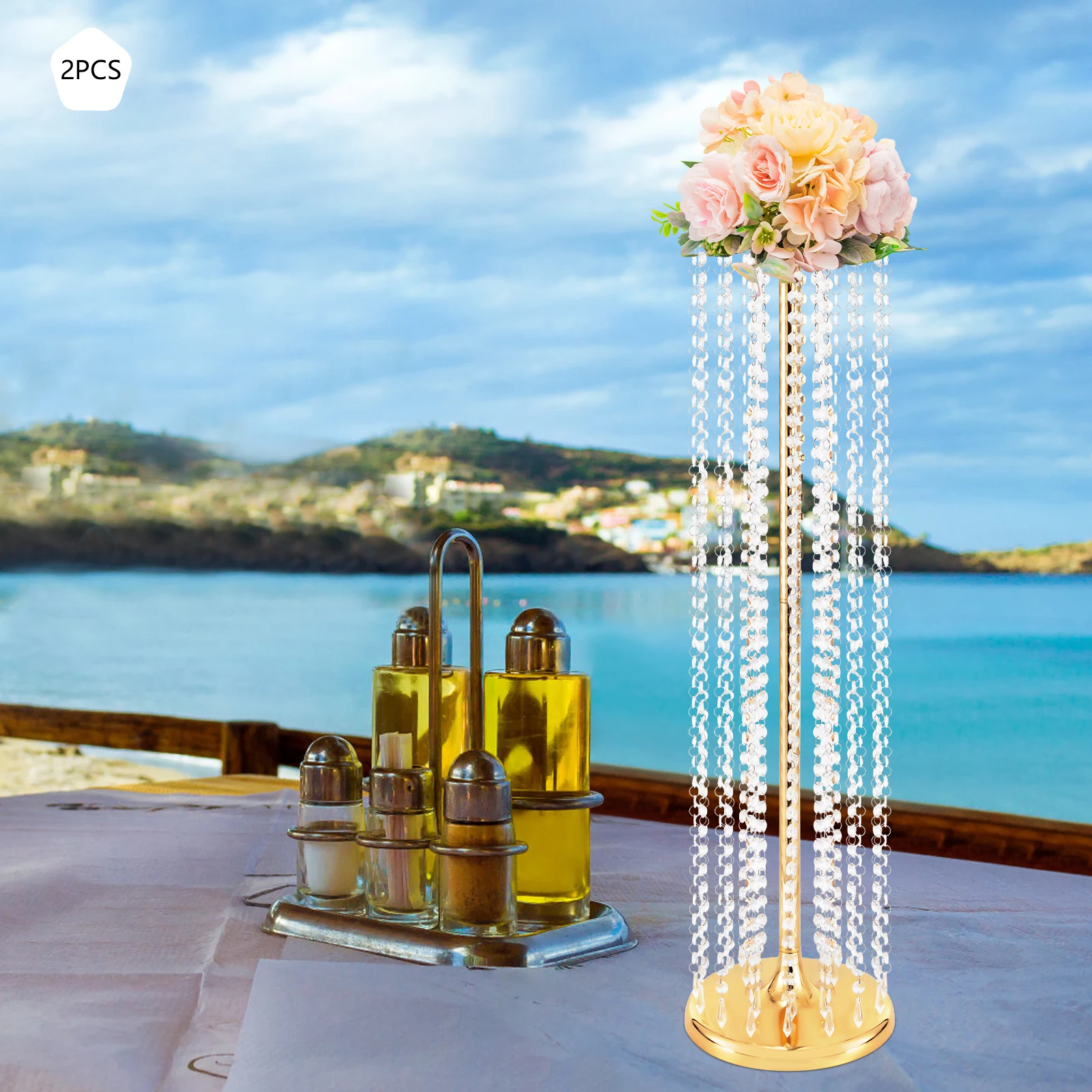 2Pcs Flower Vase Holder Large Luxury Wedding Table Centrepiece 90cm Height Decor Flower Vases Crystal Display