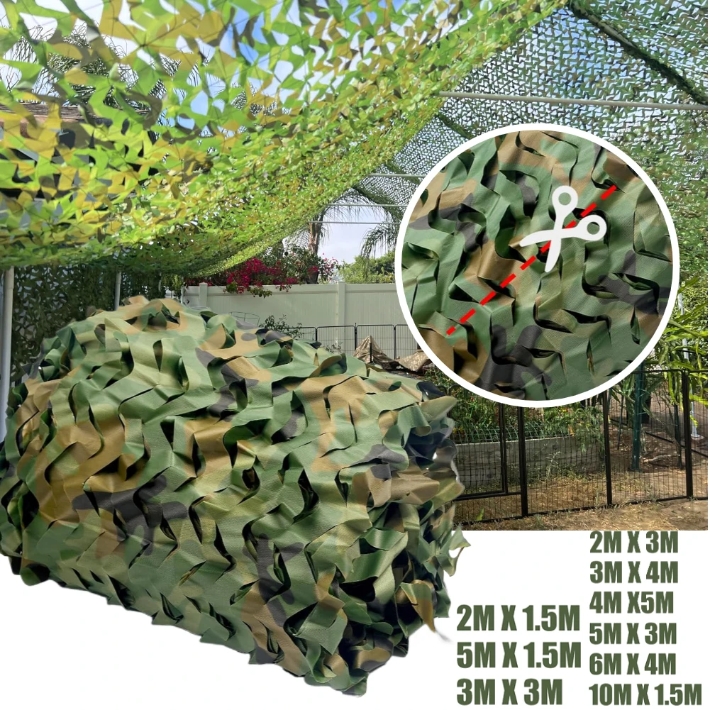 Malla de camuflaje Woodland en rollo a granel, lona de arpillera, red de camuflaje para sombra, para camping, caza, camuflaje militar, fiesta temática de cumpleaños