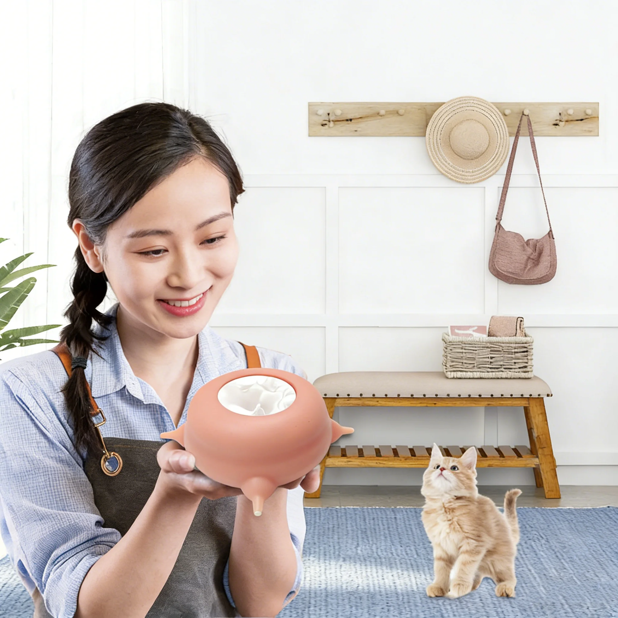 Bebedero para Gatos, Biberón para Cachorros, Alimentador para Múltiples Gatos, Tazón de Leche con Burbujas, Biberón de Silicona Biónica para Alimentación de Mascotas