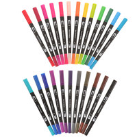 24 Pcs Watercolor Pens Washable Dual Tip Markers Set Colored Brush Highlighters Calligraphy Supplies Gifts
