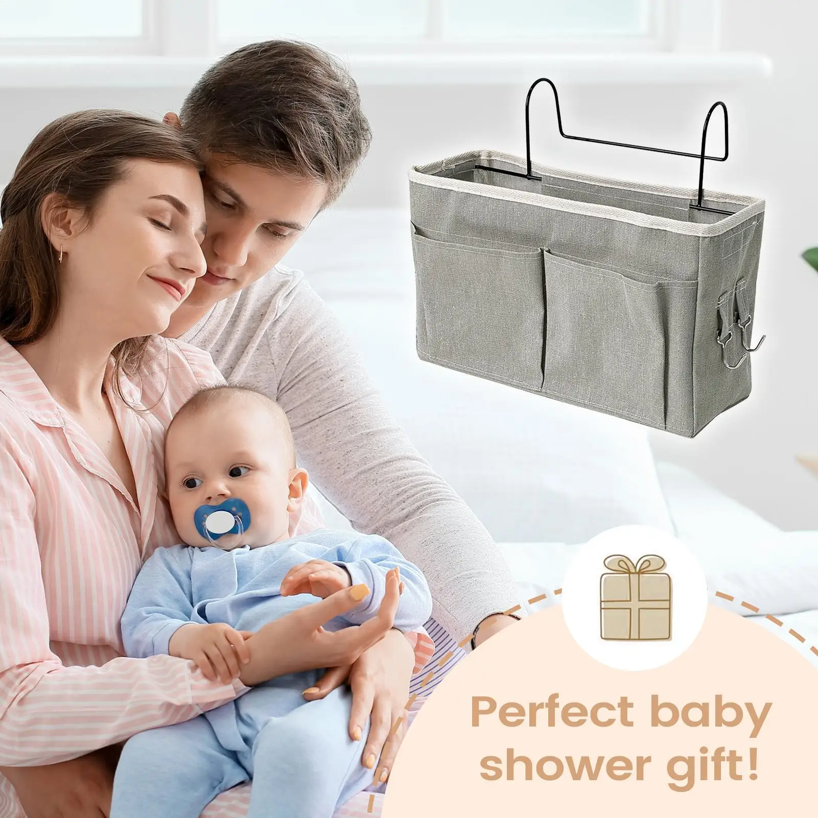 منظم تخزين بجانب السرير، حقيبة قابلة للتعديل موفرة للمساحة، جيب حفاضات بجانب السرير لغرفة النوم وغرفة الأطفال والسفر والطفل #2