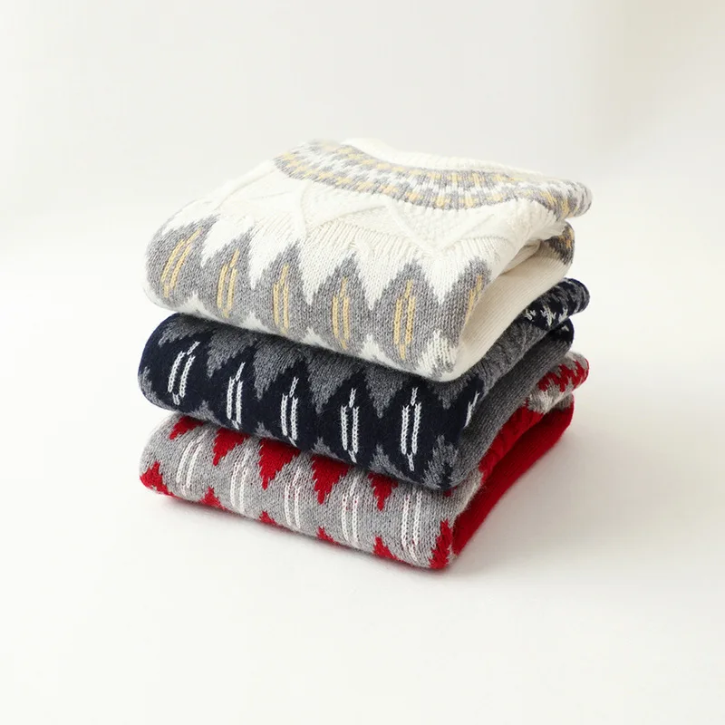 Winsleter – Eleganter Pullover aus 100 % Schafwolle, O-Ausschnitt-Jacquard, lässiger, locker gestrickter Fair-Isle-Pullover für Damen, Winter 2025, T5N512CC