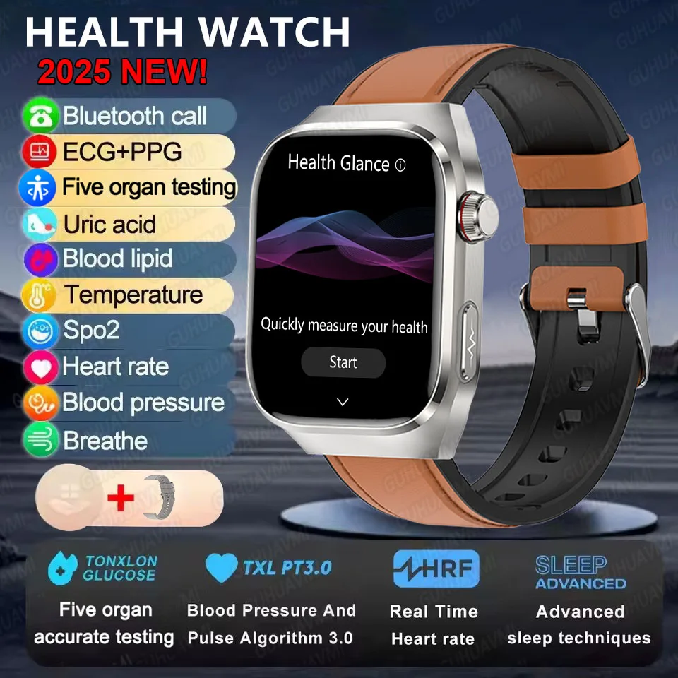 2025 New Smart Watch 2.04-inch AMOLED Screen Bluetooth Call IP68 Waterproof 650mA Sports Smartwatches Men Android Military-Grade