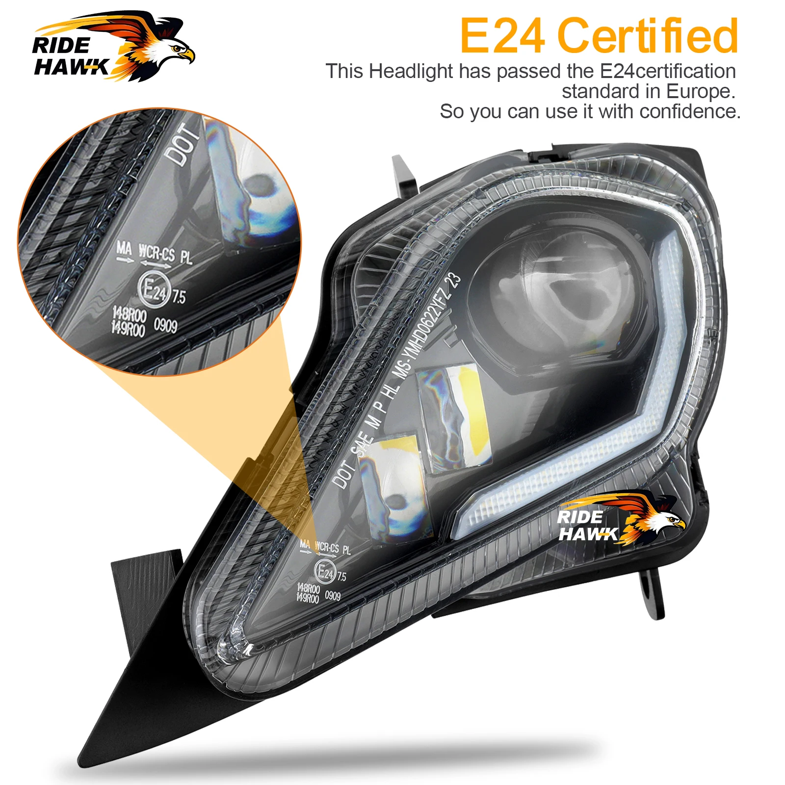 야마하 랩터 700R 700 YFZ450 450R 450X 울버린 450 350 랩터 250 350 2006-2025용 E24 ATV 헤드라이트, 방향지시등 포함