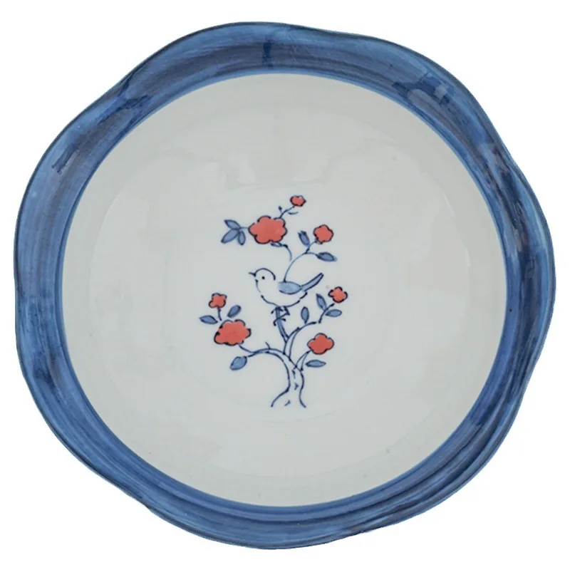 LMM Lace Light Bowl Hand Painted Underglaze Color Ceramic Vegetable Plate Premium Fruit Plate