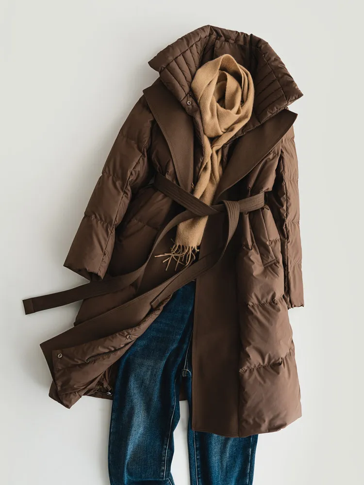 2026 Winter Fashion New Women's Down Jacket Windproof Stand Collar Commuter Long Jacket