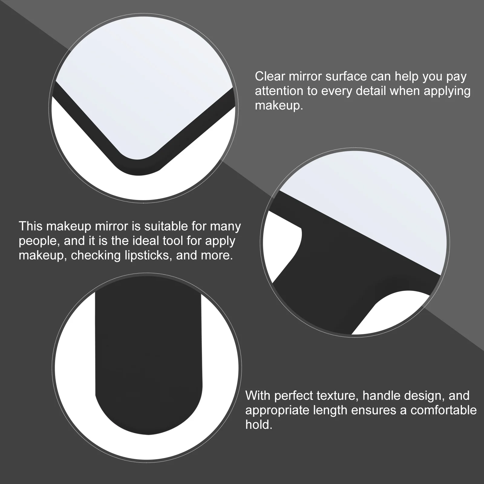 กระจกแต่งหน้าแบบมือถือ ดีไซน์เรียบเนียน เหมาะสำหรับการทาลิปสติก - ใช้งานได้สะดวก เหมาะสำหรับช่างตัดผมและศิลปิน