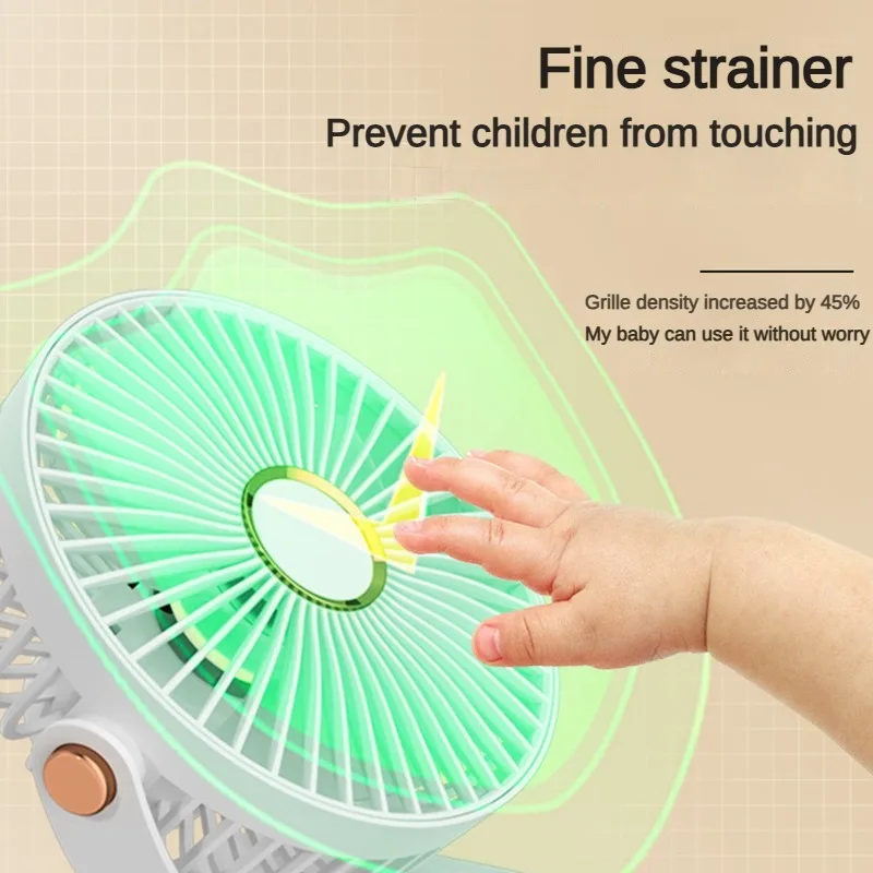 مروحة Xiaomi بمشبك 5 سرعات هادئة وقابلة لإعادة الشحن لسطح المكتب ومروحة هواء محمولة لاسلكية بإضاءة LED ومروحة منزلية للتخييم