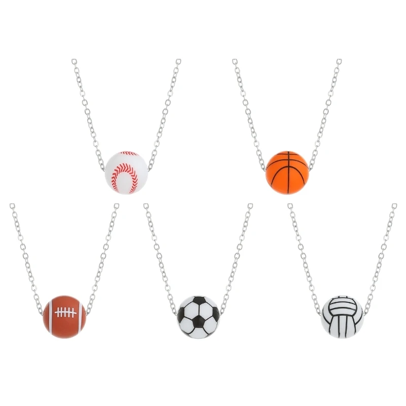 Unique Volleyball Choker Football/Baseball Pendant Necklace Basketball Clavicle Chain Clothing Decorations