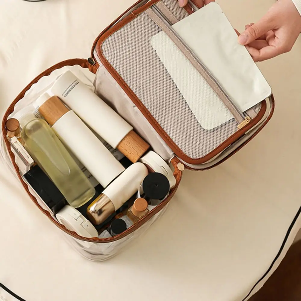 

Multi-functional Cosmetics and Jewelry Bag Toiletry Bag Storage Box PU Cosmetic Bag Transparent PU Makeup Bag Makeup Accessories