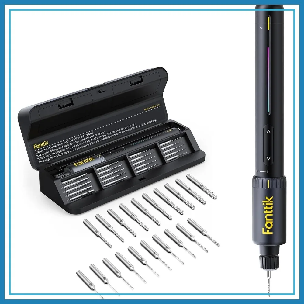 

Mini Power Drill 800mAh Rechargeable 20 Bits Hand Drill Tool Kit for DIY Jewelry PCB Plastic Shells Aluminum