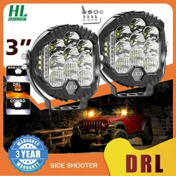 HAOLIDE Car Led Work Light 3inch Dual Color Headlight DRL Offroad Driving Spotlight Fog Light For Jeep Truck Cars Boat 12V 24V