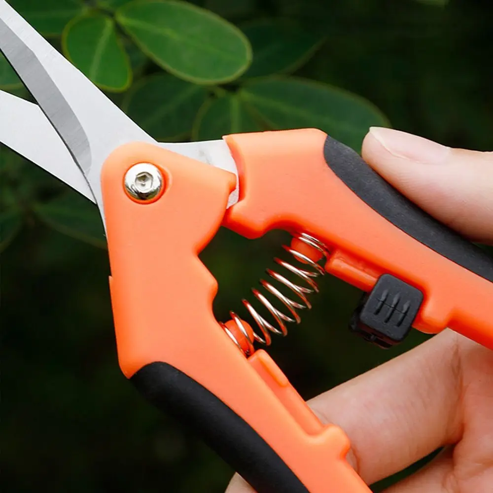 New Stainless Steel Garden Shear Straight Head Plants Pruning Shear Easy-to-open Garden Tool Fruit Picking Shear