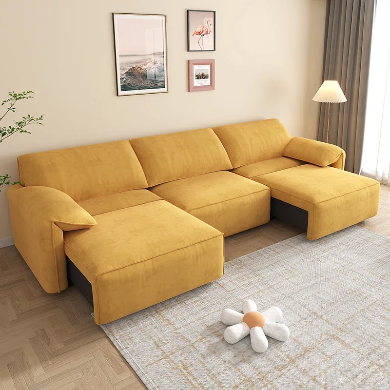 

Electric multi-functional sofa bed dual-purpose straight room small apartment elephant ear fabric sofa customization